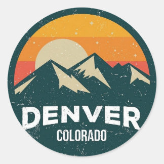 Adesivo Classic Round Stickers – Denver Colorado Mountain