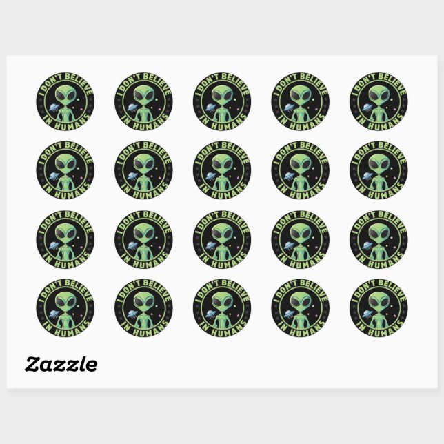 Adesivo Classic Round Stickers – Space Alien Characters (Folha)