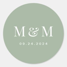 Adesivo Classic Sage Green Monogram Typography Wedding