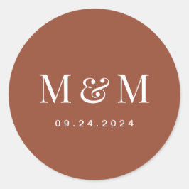 Adesivo Classic Terracotta Monogram Typography Wedding