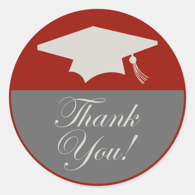 Adesivo Clássica Graduação Obrigado Rótulo (Maroon) (Frente)