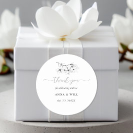 Adesivo Clássica Magnolia Black White Floral Favor