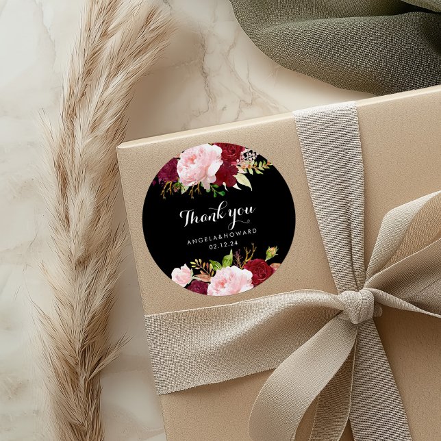 Adesivo Clássico Borgonha Negra Tropical Obrigado (Criador carregado)