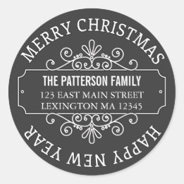 Adesivo Clássico Chalkboard Merry Christmas Label