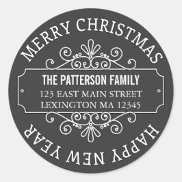 Adesivo Clássico Chalkboard Merry Christmas Label