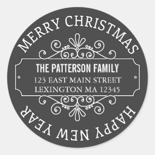 Adesivo Clássico Chalkboard Merry Christmas Label
