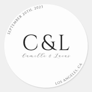 Adesivo Clássico clássico de casamento moderno e mínimo