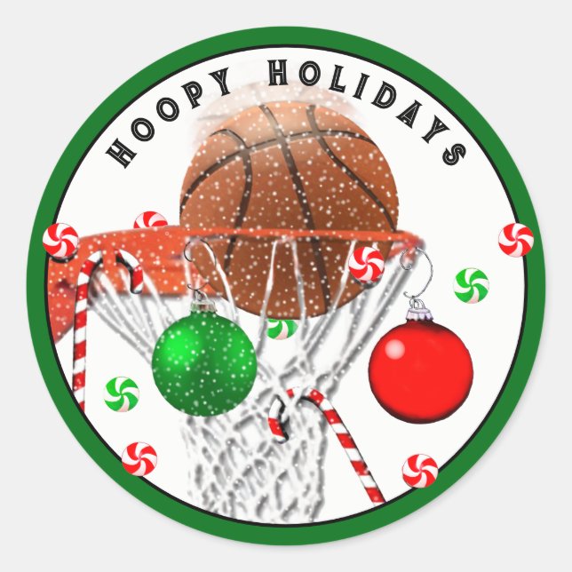 Adesivo clássico de basquete de Natal (Frente)