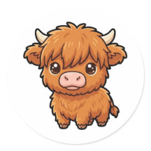 Adesivo Clássico de Bebê Vaca das Terras Altas Fof