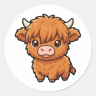 Adesivo Clássico de Bebê Vaca das Terras Altas Fof
