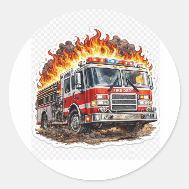 Adesivo Clássico de Bombeiro Caminhão de Bombeiros (Frente)