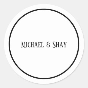 Adesivo clássico de casamento branco e preto