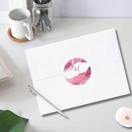 Adesivo Clássico de Casamento de Pedra Dourada e Rosa Eleg