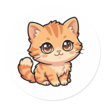 Adesivo Clássico de Gatinho Malhado Laranja de Beb
