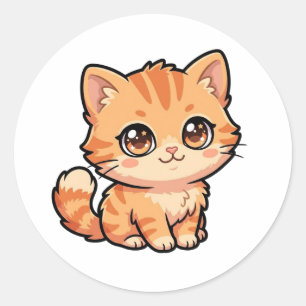Adesivo Clássico de Gatinho Malhado Laranja de Beb