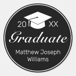 Adesivo Clássico de Graduação Branca Negra Minimalista Mod