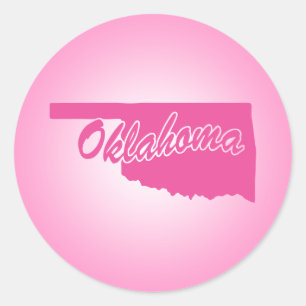 Adesivo Clássico de Oklahoma em Estado Rosa