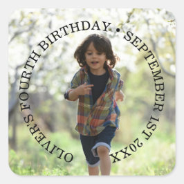 Adesivo clássico de quadrado de aniversário de fot