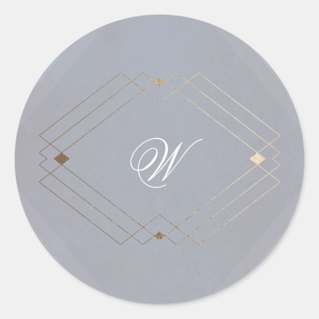 Adesivo Clássico Dourado Deco Antigo Cinza Casamento Calig (Frente)