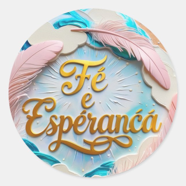 Adesivo Clássico Dourado - Fé e Esperança (Frente)