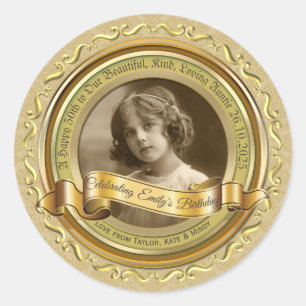 Adesivo Clássico Dourado Foto Frame Elegante Banner Amare