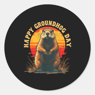 Adesivo Clássico Feliz Dia do Groundhog 2025 Funny Woodchu
