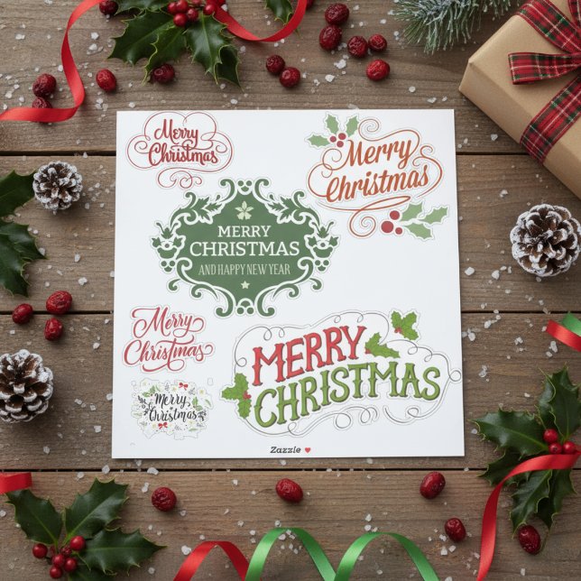 Adesivo Clássico Festivo - Pacote de Vinheta de Natal (Classic Festive Merry Christmas Sticker Pack)