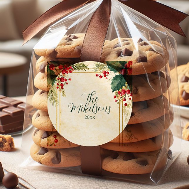 Adesivo Clássico Holly Berry - Festa de Natal (Criador carregado)