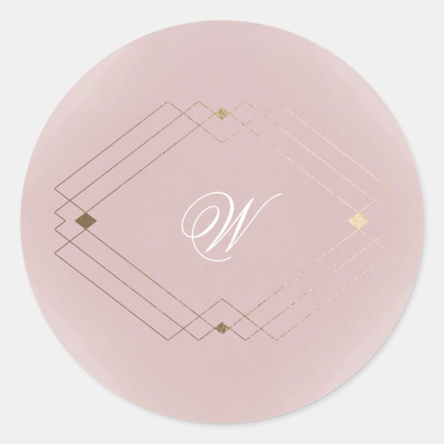 Adesivo Clássico Monograma de Casamento Rosa Poeirento Dou (Frente)