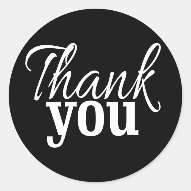 Adesivo Clássico, Obrigado, Stickers | Selos Pretos E Bran (Frente)