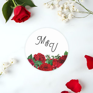 Adesivo Clássico Personalizado de Monograma de Casamento d