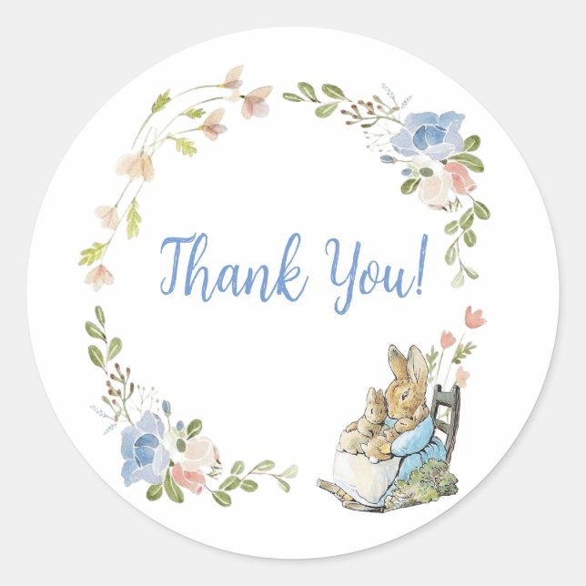 Adesivo Clássico Peter, o Chá de fraldas Twin do Coelho (Frente)