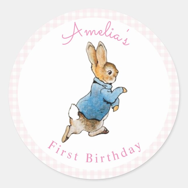 Adesivo Clássico Peter Rabbit Beatrix Potter Birthday (Frente)
