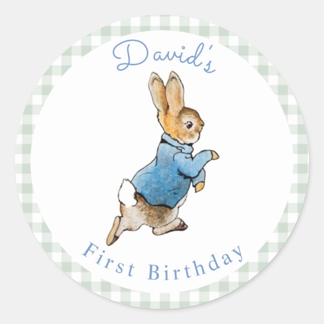 Adesivo Clássico Peter Rabbit Beatrix Potter Birthday (Frente)