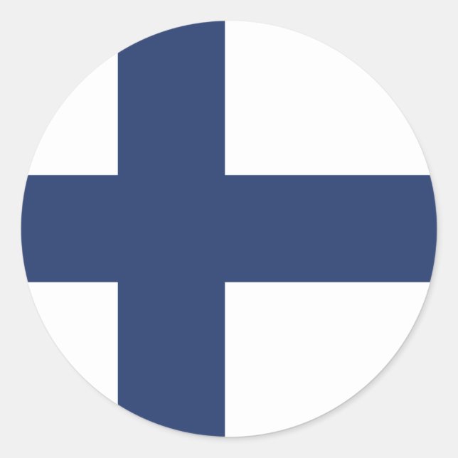 Adesivo clássico redondo com sinalizador finlandês (Frente)