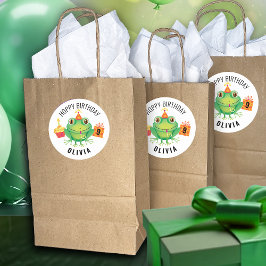 Adesivo clássico redondo de aniversário de Sapo bo