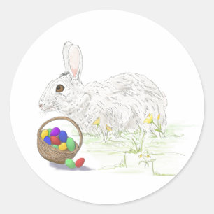 Adesivo clássico redondo de Páscoa Bunny