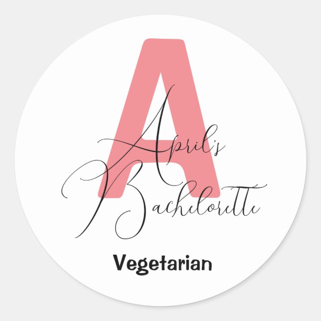 Adesivo Clássico Rosa, nome e inicial da noiva (Frente)