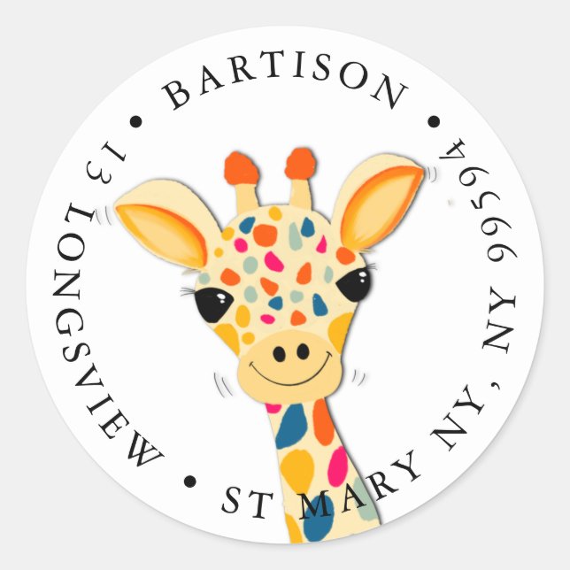Adesivo Clássico Round Sticker da companhia Giraffe (Frente)