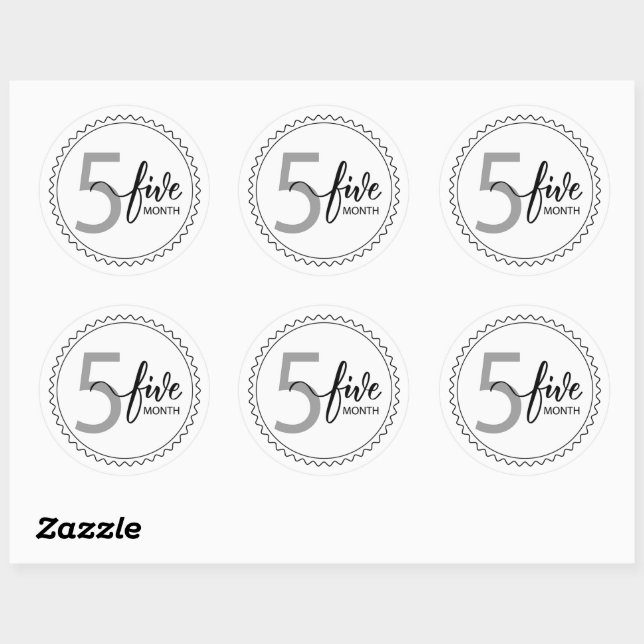Adesivo Clássico Round Sticker de 5 Meses (Folha)