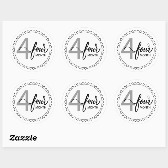 Adesivo Clássico Round Sticker de Milestone de 4 Meses (Folha)