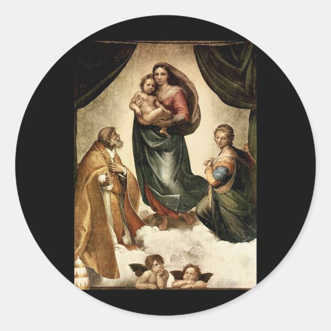 Adesivo Clássico "Sistine Madonna" (cerca de 1513) de Rafa (Frente)