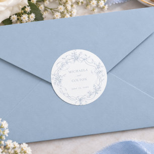 Adesivo Clássico Vintage Grinalda Floral Azul Empoeirado C