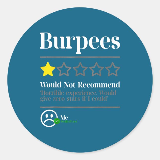 Adesivo Classificação de Estrelas Não Recomendadas Burpees (Frente)