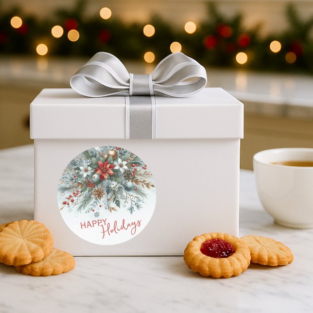 Adesivo Classy Dark Red Teal Blue Green Floral Wreath (Criador carregado)