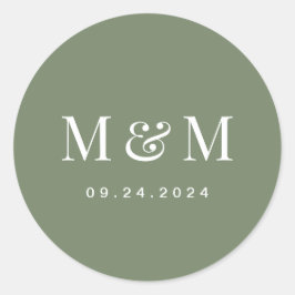 Adesivo Classy Deep Sage Green Monogram Typography Wedding