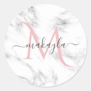 Adesivo Classy Girly Luxury Marble Design Name Monograma