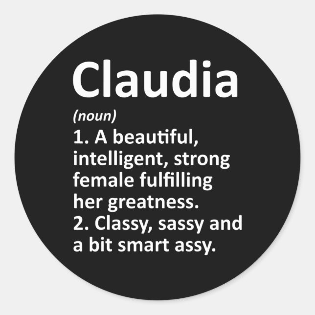 Adesivo Claudia Definition Personalized Name Funny Christm (Frente)