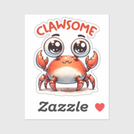 Adesivo Clawsome Funny Kawaii Crab Pun Sticker