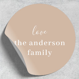 Adesivo Clay Mínimo De Taupe Elegante Moderno Com Amor